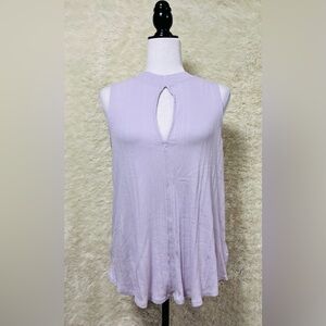 Free People We The Free Faye Ribbed Tank Top with Keyhole in Lilac